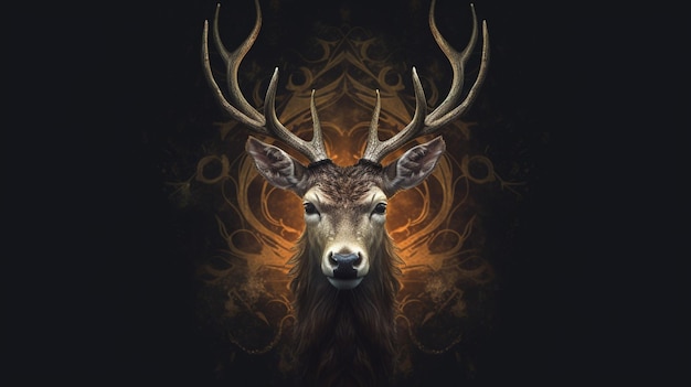 A poster that has a deer head on it