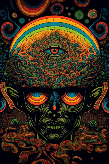 A poster that has the word psychedelic on it