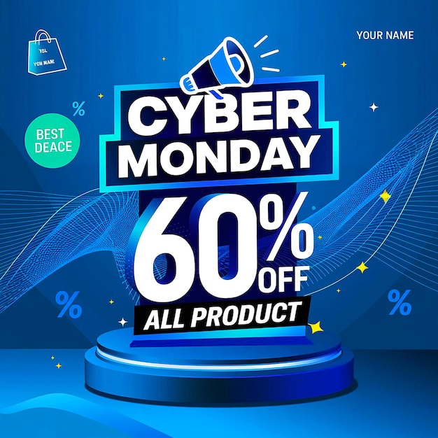 Photo a poster that says cyber monday sale is displayed