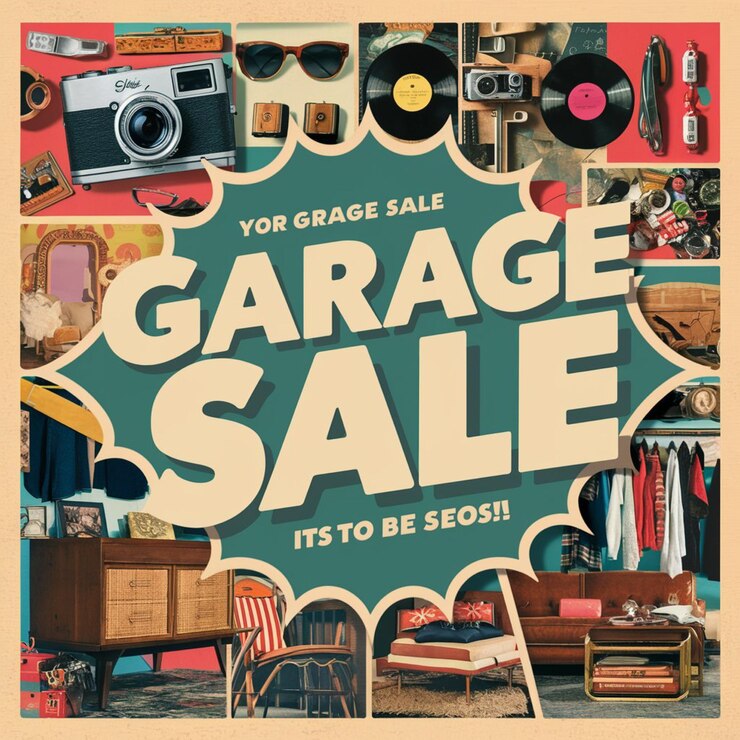 Photo a poster that says quot garage sale quot is displayed