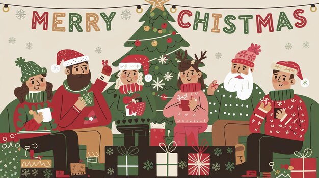 Photo a poster that says quot happy christmas quot is on a table