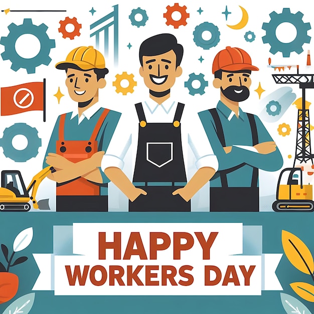vavvi.com|pimpandhost* A poster that says happy workers on it | Premium AI-generated image