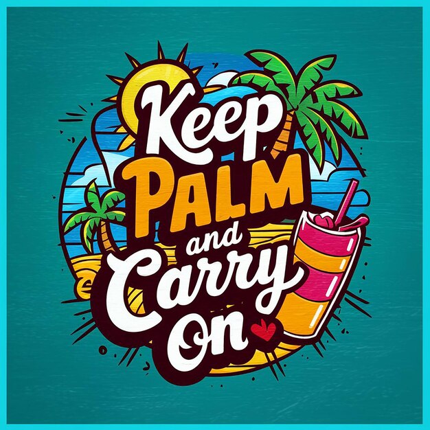 Photo a poster that says keep palm and carry on