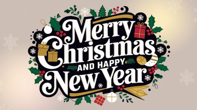 a poster that says merry christmas and happy new year