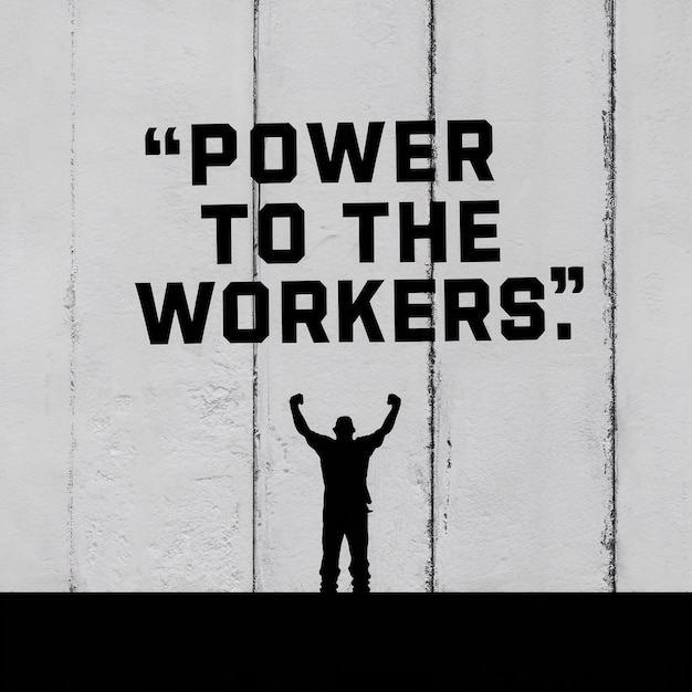 Photo a poster that says power to the workers