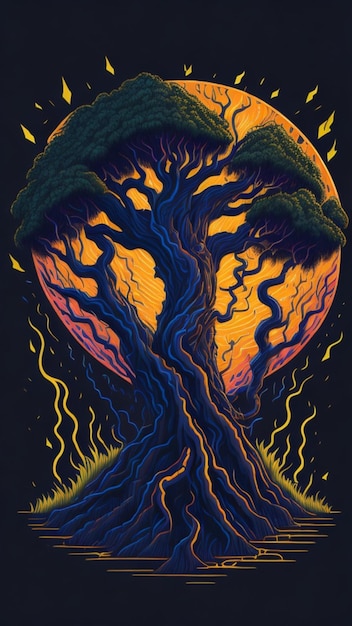 A poster that says'tree'on it