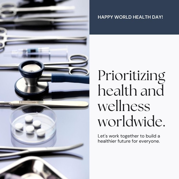 a poster that says world health day is on the top of a table