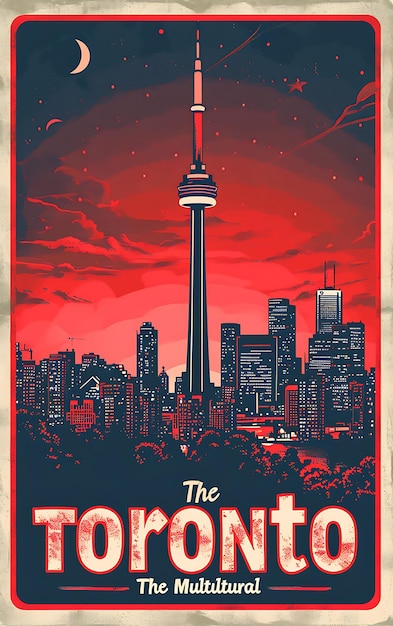 Poster of Toronto Text and Slogan the Multicultural Metropolis With a Illustration Layout Design