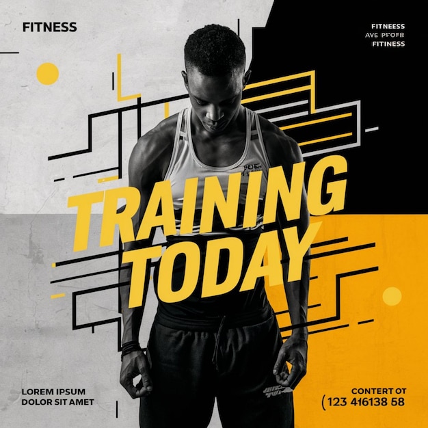 Photo a poster for training today shows a man in a sports uniform