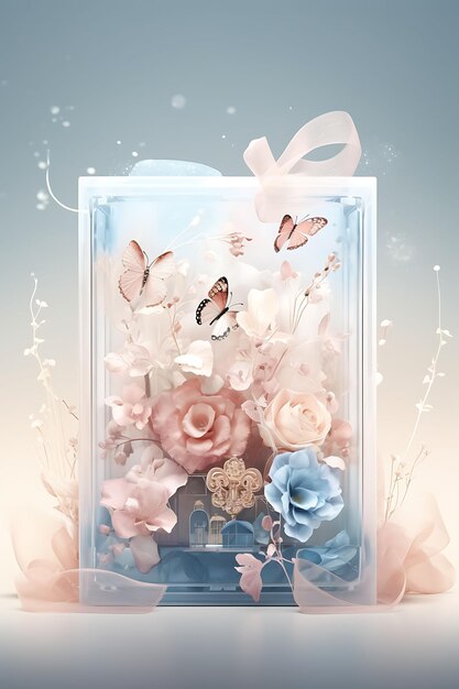 A poster of a transparent gift box offering a glimpse in creative concept boxes gift design