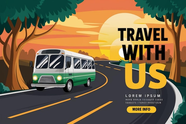 Photo a poster for travel with a van on the cover