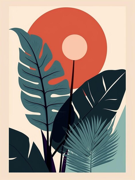 a poster for a tropical sun with a palm tree in the foreground.