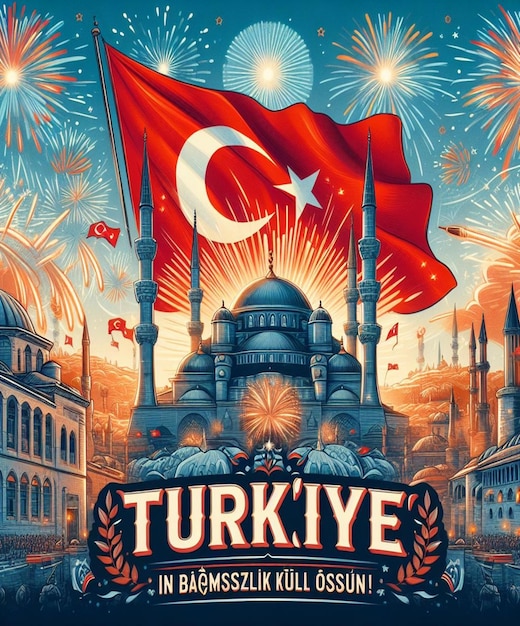 Photo a poster for turkeys with a flag and a flag with the word turkey on it