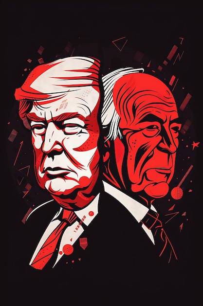 赤い背景の2人の男性のポスターで大統領と書かれています