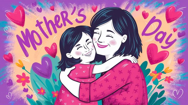 a poster of two mother and daughter hugging