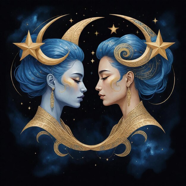 a poster of two women and a woman with the moon behind them