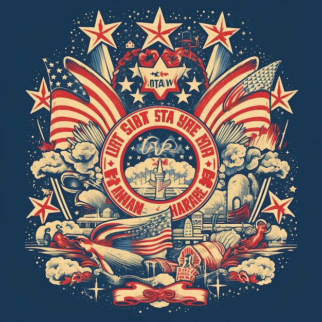 アメリカ海軍の独立記念日を祝うポスター。