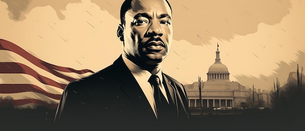 Poster van Martin Luther King Jr. Portret met een filmstrip Zwart en 2D Design Art Creative Post