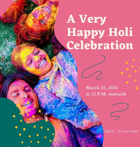 a poster for a very happy Holi with two women hugging