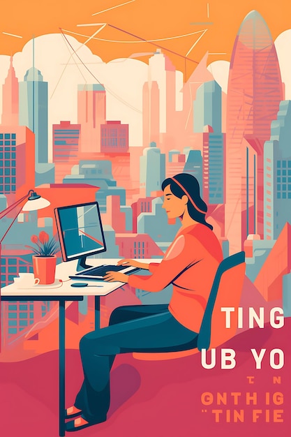 A Poster of a Vibrant Remote Working Lifestyle De Nomad Visa Remote Job Travel Creative Design