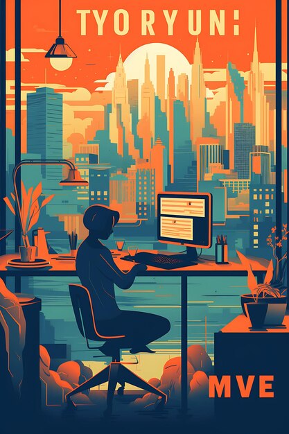 A Poster of a Vibrant Remote Working Lifestyle De Nomad Visa Remote Job Travel Creative Design