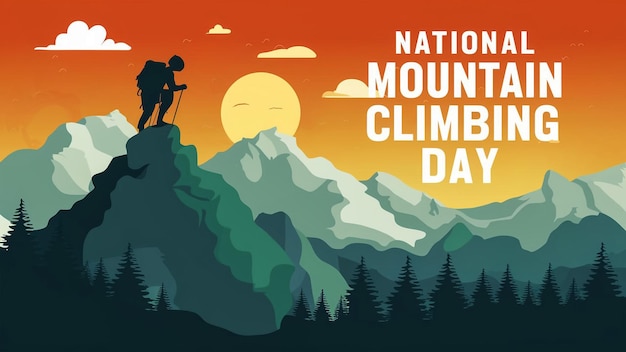 poster voor de nationale bergdag met een bergtop en bergen