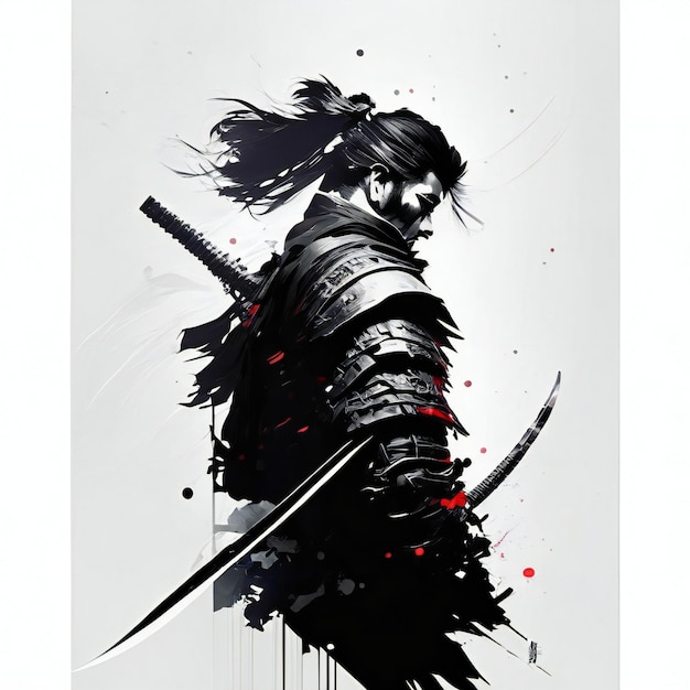 a poster for a warrior with a sword in his hand