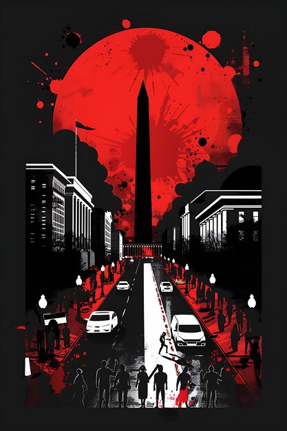 poster for the washington monument in red