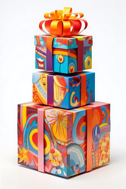 A poster of a whimsical gift box adorned with playful de creative concept boxes gift design