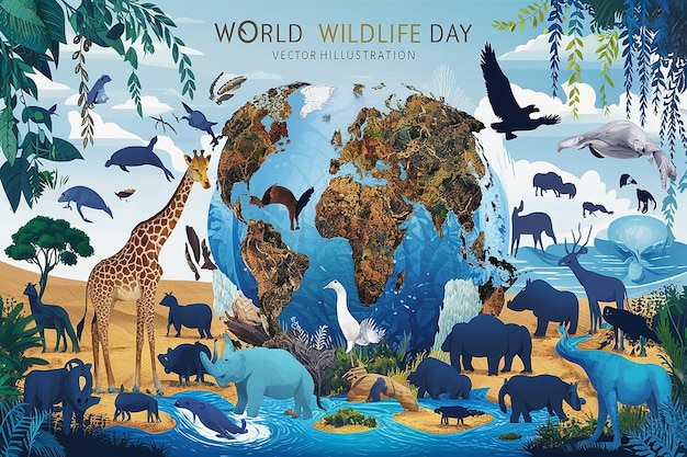 a poster for wild animals from africa with animals and birds
