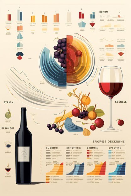 Foto un poster per vino, vino e uva