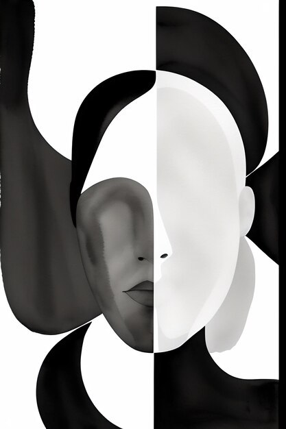 Photo a poster with abstract face art