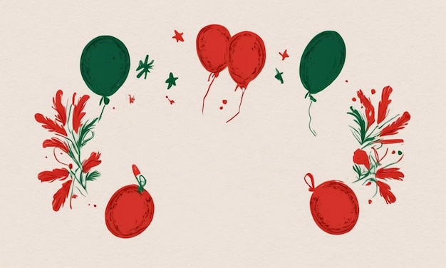 плакат с воздушными шарами и сердце с красным воздушным шаром