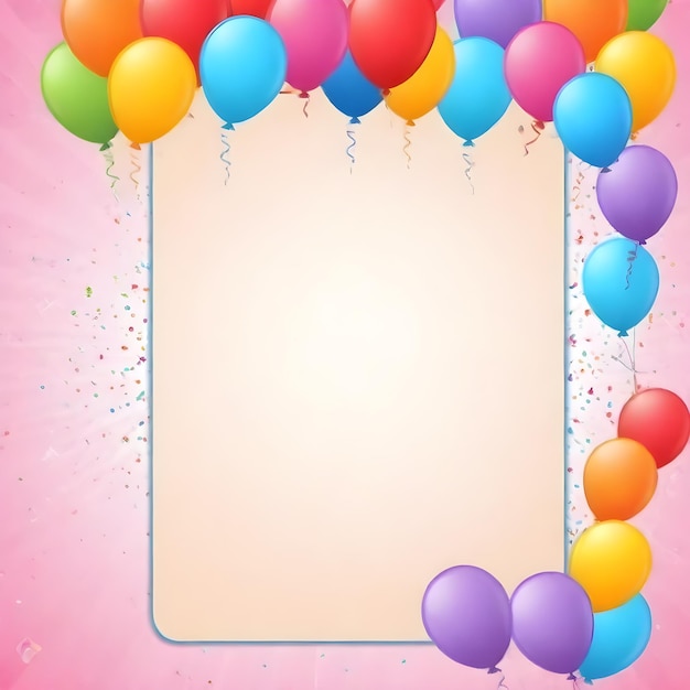 Photo a poster with balloons and a pink background with a pink background