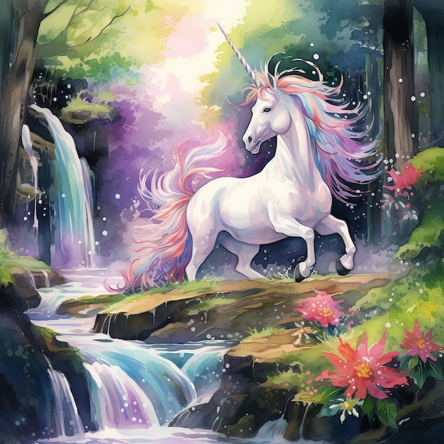 A poster with a beautiful unicorn