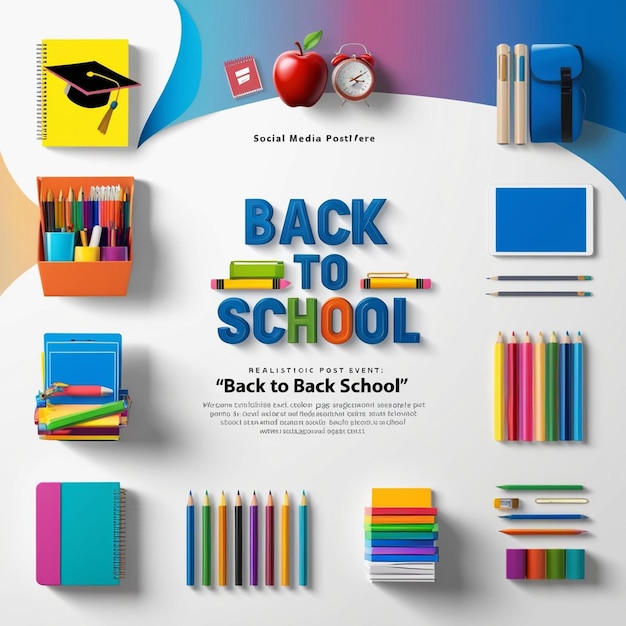 a poster with a book that says back to school