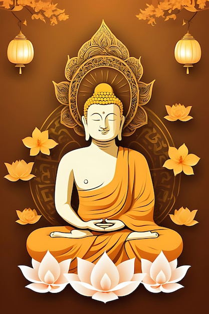 a poster with a buddha sitting in lotus position