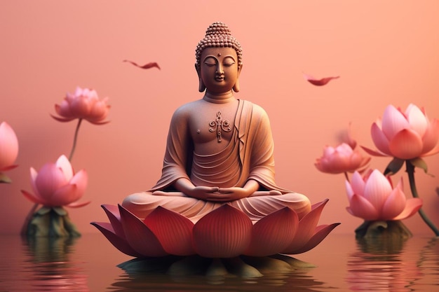 A poster with a buddha sitting in lotus position