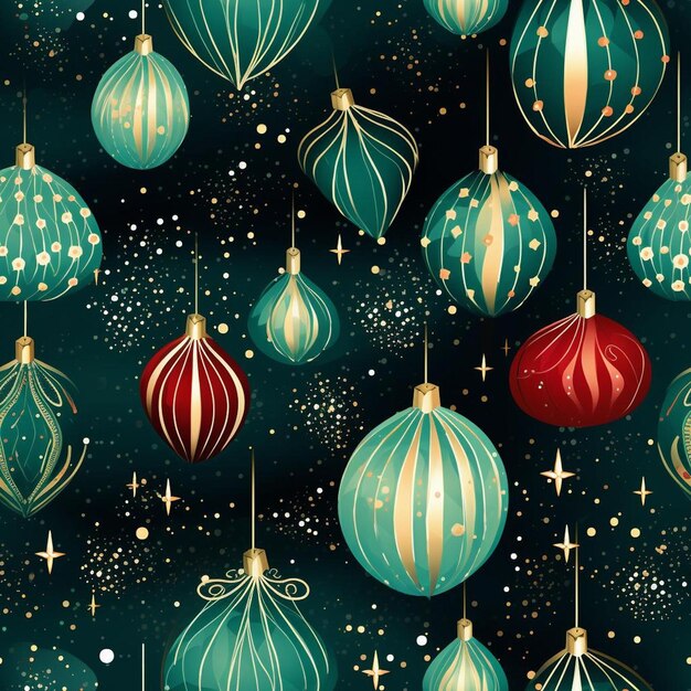 A poster with a bunch of christmas balls hanging from a string.