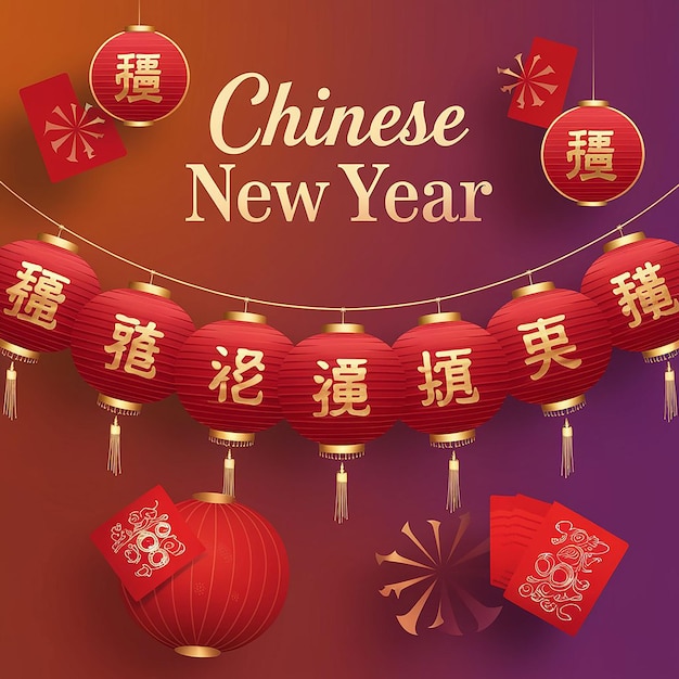 中国の文字と中国のランタンのポスター