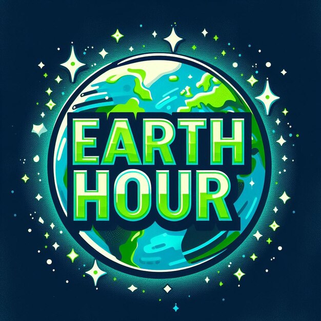 Photo a poster with a circle of earth and the words earth hour at the bottom