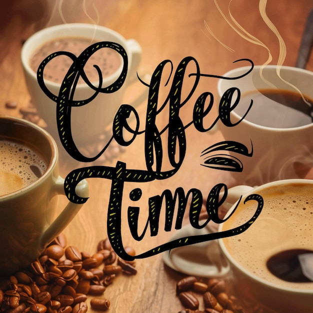 a poster with coffee time written on it