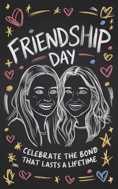 Photo a poster with a couple on it that says friendship day
