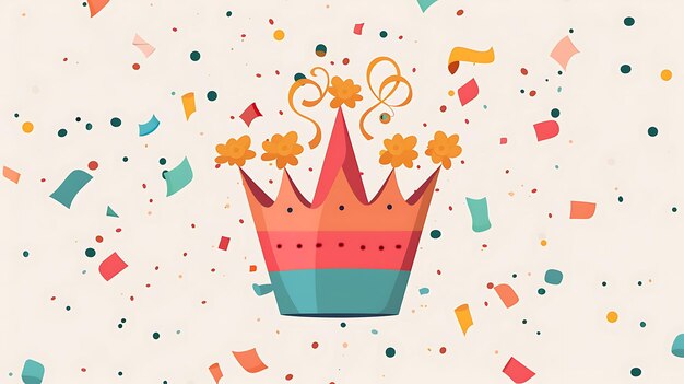 Photo a poster with a crown and confetti on it
