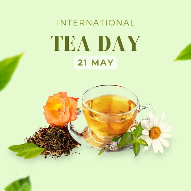 a poster with a cup of tea and a teapot
