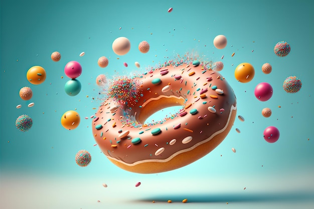 A poster with donuts and a colorful donut on it