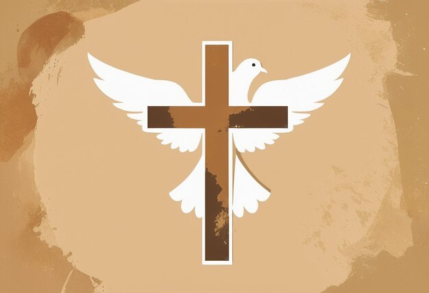 a poster with a dove on it and a cross with a cross on it