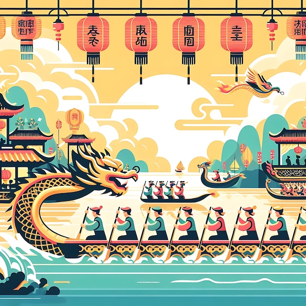 a poster with a dragon and chinese symbols on it