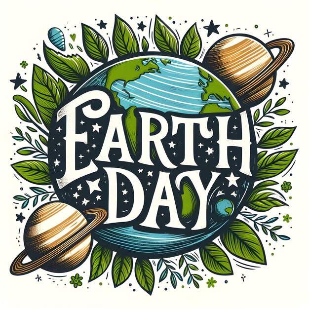 a poster with the earth day written on it