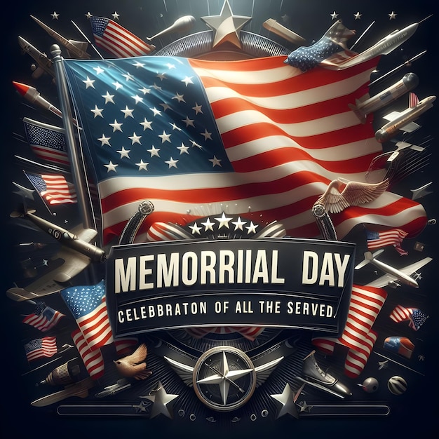 a poster with a flag and a flag that says memorial day on it